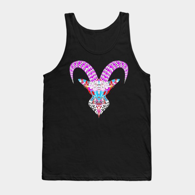 the goat in bright natural colors in ecopop zentangle devil art Tank Top by jorge_lebeau